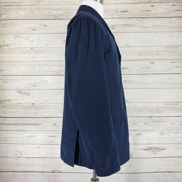 Flaws Vince Tech Blazer 3 Button Full Zip Navy Blue Mens Size 46 Polyester - Picture 4 of 12